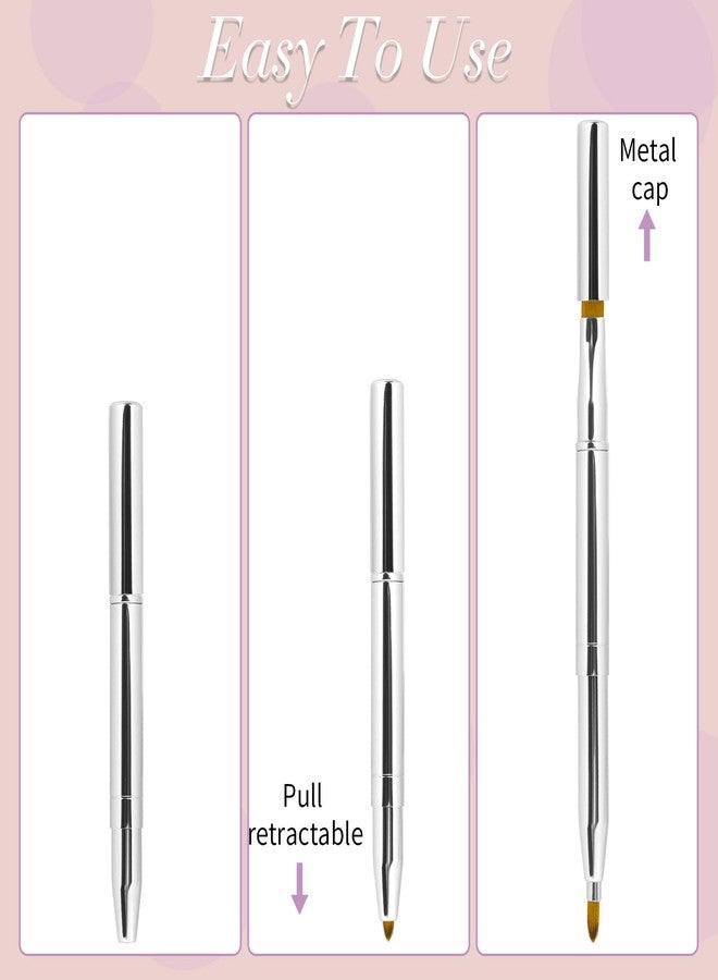Sliverdew Retractable Lip Brush for Lipstick Double-Ended Lip Makeup Brush with Cap for Lipstick, Lip-Gloss, Eyeshadow Travel, Silver - Image 4